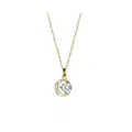 Dainty gold necklace with a round sparkling solitaire pendant in a minimalist design - Round Single Rhinestone Style / 1 Piece / Gold