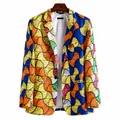 Detailansicht eines schmal geschnittenen Herrenblazers mit buntem Fächermuster - Top (XF215)