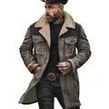 Premium vintage heren suède jas met dikke fleece voering en diverse praktische opbergzakken - S / Tops / Grijs + Zwart
