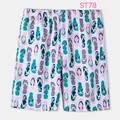 Lightweight men's breathable beach shorts featuring a colorful flip-flop pattern print - L / Bottoms / White Flip-flop (ST78)