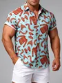 Chemise hawaïenne pour hommes avec motif de Noël à manches courtes en bleu clair - 3XL / Hauts / Imprimé de Noël bleu clair (C241)