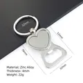 Detail van hartvormige metalen flesopener sleutelhanger met afmetingen en gewicht - K2 (Hart Gepolijste Stijl)