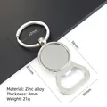 Flesopener sleutelhanger van zinklegering met afmetingen - K1 (Ronde Blanco Stijl)