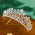 Elegante corona da sposa in argento con zirconi per accessori capelli matrimonio - Argento