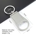 Vue détaillée des dimensions du porte-clés décapsuleur en métal argenté de qualité - K9 (Style de Fuseau)