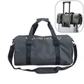 Large capacity grey gym and travel duffel bag featuring a convenient trolley sleeve - Blue-Grey