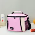 Borsa termica grande in PEVA rosa e beige impermeabile con comoda tracolla regolabile - Rosa