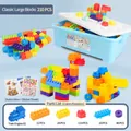 210pcs educational plastic building block set with blue storage box and instruction stickers - Large Size Base Box / 210 Pieces Pack
