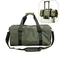 Grand sac de sport vert olive avec passant pour valise et bandoulière - Vert Militaire