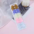 Colorful set of five mini candy-colored grosgrain ribbon bow hair clips for baby girls - Purple Yellow Blue Mixed