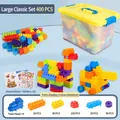 400-piece colorful children's building block set with yellow storage box - Large Size Storage Box / 400 Pieces Pack