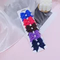 Set of 5 colorful grosgrain ribbon bow hair clips for kids in various candy colors - Royal Blue Pink Mixed