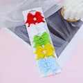 Set of 10 mini candy-colored grosgrain ribbon bow hair clips for girls - Red Yellow Green Blue Mixed
