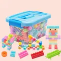Set di mattoncini colorati macaron con scatola azzurra e 384 pezzi grandi - Set Scatola / Confezione da 384 Pezzi