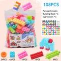Set di 108 mattoncini colorati a grandi particelle per bambini in borsa di conservazione - Imballaggio in sacchetto / Confezione da 108 Pezzi