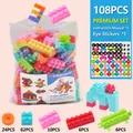 108-teiliges buntes Bausteinset für Kinder mit großen Partikeln in einer Aufbewahrungstasche - Beutelverpackung / 108 Teile Packung