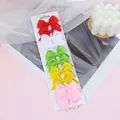 Set of mini colorful grosgrain ribbon hair bows for babies on a white display card - Five Candy Colors Mixed