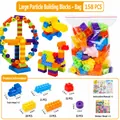 158-teiliges Baukasten-Set mit großen Bausteinen aus buntem Kunststoff für Kleinkinder - Große Aufbewahrungstasche / 158 Teile Packung