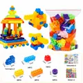 Set di blocchi da costruzione 210 pezzi con adesivi e teste di treno per bambini - Grande Borsa di Stoccaggio / Confezione da 210 Pezzi