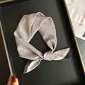 Elegant vintage black and white braid pattern square mulberry silk cotton scarf for women - Black White Geometric Weave Style (Z7-007)