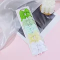 Set of mini grosgrain ribbon bow hair clips for children in assorted pastel candy colors - Various Green Series Mixed