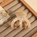Large pearl white acetate hair claw clip with golden metal accents in jewelry box - Pumpkin Mermaid White