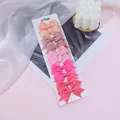 Collection of 10 mini grosgrain ribbon hair bows in beautiful gradient shades of pink - Coral Pink Gradient