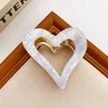 Large pearlescent white acetate heart hair claw clip for elegant bun and ponytail styling - 6cm / Heart Mermaid Color (6cm)
