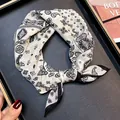 Elegant black and white paisley silk cotton blend small square scarf with vintage patterns - White Black Large Paisley Style (White Large Paisley#04)