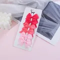 Set of 6 mini grosgrain ribbon bow hair clips in shades of pink for kids and babies - Pink Gradient Series