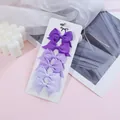 Set of 6 gradient purple grosgrain ribbon bow hair clips for kids and toddlers - Purple Gradient
