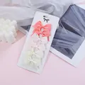 Set of 6 mini grosgrain ribbon hair clips for kids in candy colors on display card - Coral Pink Cream Mixed