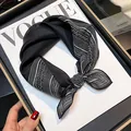 Vintage black and white paisley silk cotton small square scarf with artistic pattern - Artistic Mixed Print Style (Black#08)