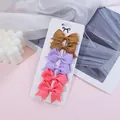 Set of 6 mini grosgrain ribbon bow hair clips in multiple candy colors for baby girls - Bronze Purple Pink Mixed