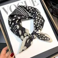 Elegant black and white polka dot silk cotton square scarf with vintage abstract pattern - Vintage Polka Dot Stripe Patchwork Style (Black Polka Dot Stripe#10)