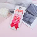 Mini children's ribbon bow hair clip set in gradient pink candy colors for girls - Gradient Pink Red Series