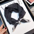 Vintage black and white paisley mulberry silk and organic cotton small square scarf - Black White Vintage Paisley Style (Black Paisley#13)