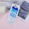 Set of six blue gradient mini bow hair clips for kids on a white display card - Blue White Gradient