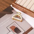 Elegante pinza para el pelo de acetato con estampado de mármol y una base dorada - 4cm Size / Naranja Verde
