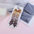 Set of 5 mini children's bow hair clips in stylish neutral and earthy tones for girls - Coffee Khaki Series