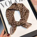 Vintage leopard print square scarf in brown and black silk-cotton blend fabric - Dark Brown Leopard Style (Khaki Leopard#15)
