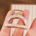 Pinza para el pelo grande de acetato con patrón de mármol pastel y detalles dorados - 4cm Size / Rosa Púrpura