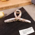 Elegante pinza para el cabello grande de acetato con un diseño de mármol chic para mujer - Jade Blanco
