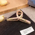 Pinza de pelo grande y elegante de acetato jaspeado en tonos rosa y dorado para mujer - Naranja Verde