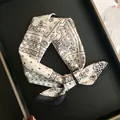 Elegant black and white silk cotton blend scarf with artistic vintage paisley patterns - Black White Vintage Paisley Style (Z7-012-White)
