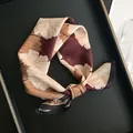 Elegant vintage floral print silk cotton square scarf with brown and cream ginkgo pattern - Dark Brown Beige Artistic Floral Style (Z7-013-Orange)