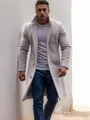 Full-length view of a men's stylish light grey mid-length wool coat for autumn winter - S / Tops / Light Gray