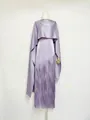 Lavender acetate two-piece set featuring a long fringe dress and matching crop shrug - S / Top And Bottom / Purple