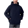 Navy blue heavy-weight half-zip hoodie for men featuring a front pocket and hood - Navy Blue