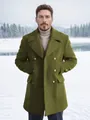 Cappotto in lana da uomo verde oliva in stile navy con raffinati bottoni dorati - Taglia S / Top / Verde militare